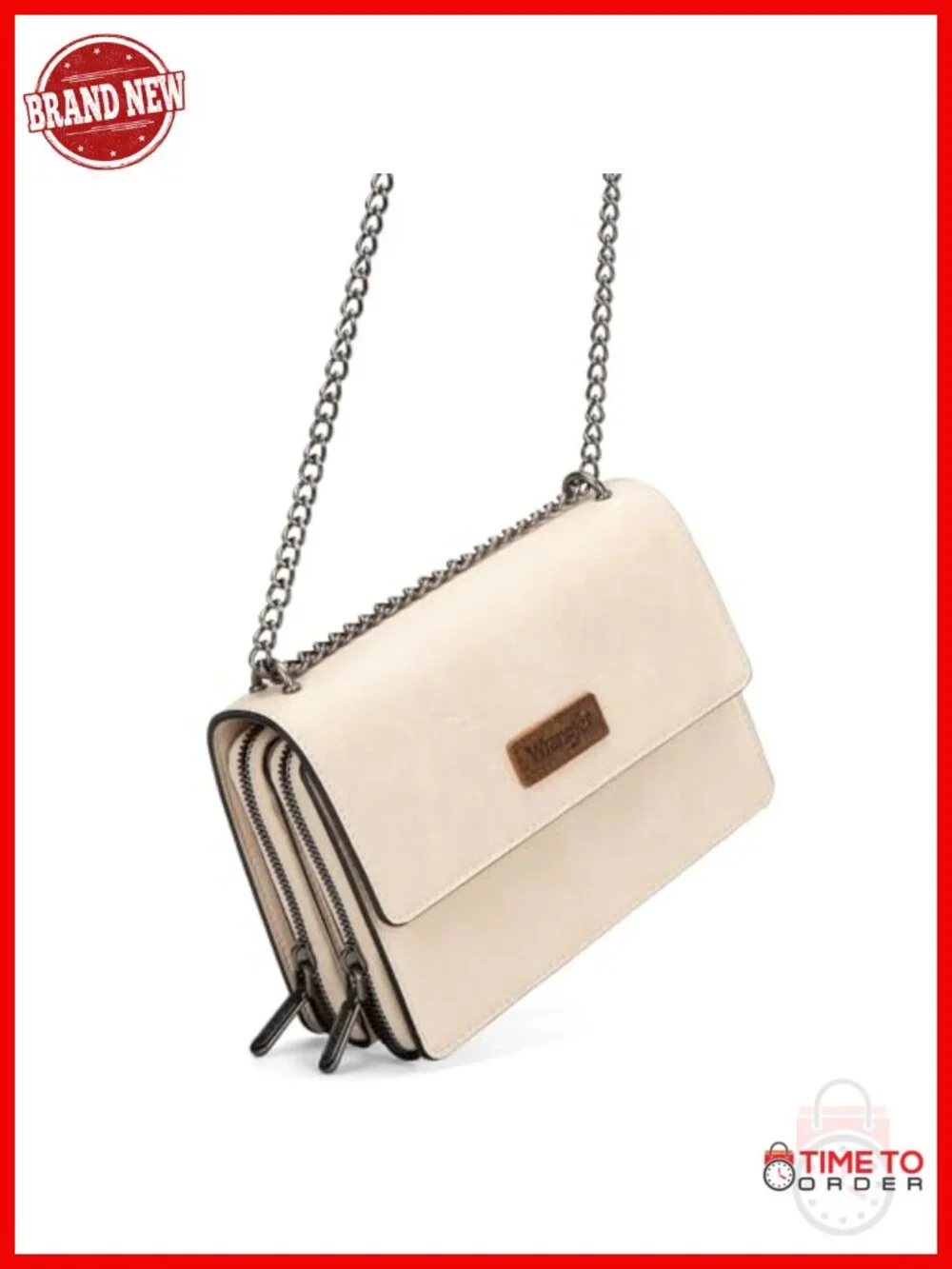 Vegan Leather Flap Crossbody Purse with Chain Strap Shoulder Bag
